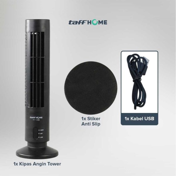 TaffHOME Kipas Angin USB Tower Leafless Ultra Quite - YK-1208 - Black