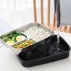 TaffHOME Kotak Makan Healthy Bento Lunch Box 3 Grid with Spoon & Chopstick - OU1000 - Black