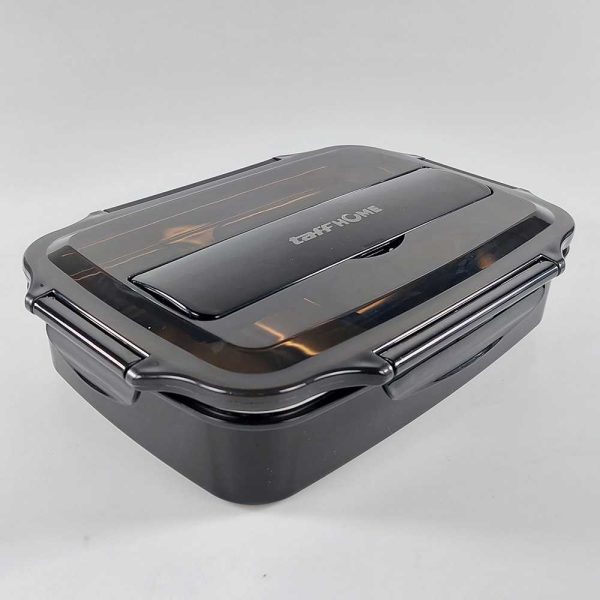 TaffHOME Kotak Makan Healthy Bento Lunch Box 3 Grid with Spoon & Chopstick - OU1000 - Black