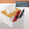 TaffHOME Kotak Tisu Kayu + Remot Multifungsi Organizer Box - ZJ008