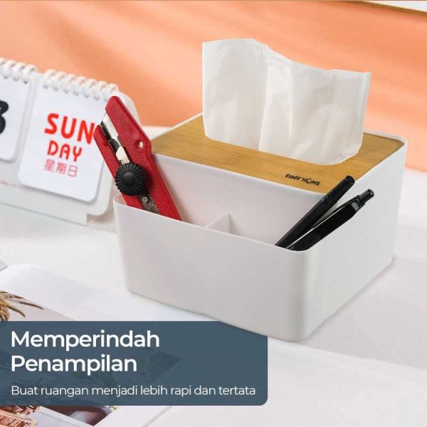 TaffHOME Kotak Tisu Kayu + Remot Multifungsi Organizer Box - ZJ008