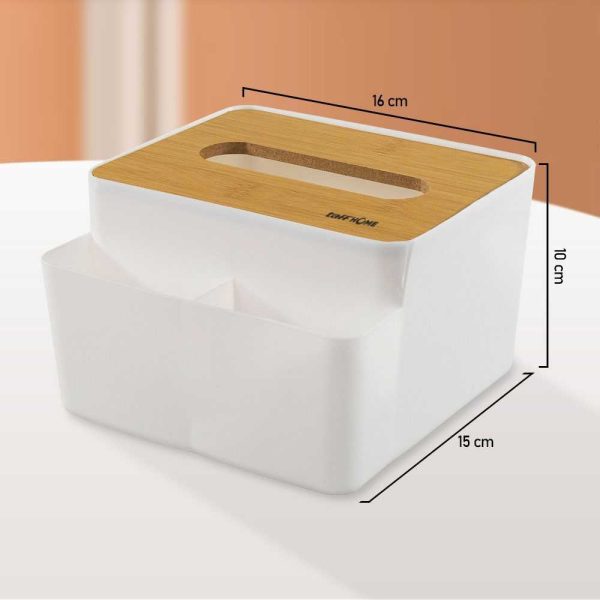 TaffHOME Kotak Tisu Kayu + Remot Multifungsi Organizer Box - ZJ008