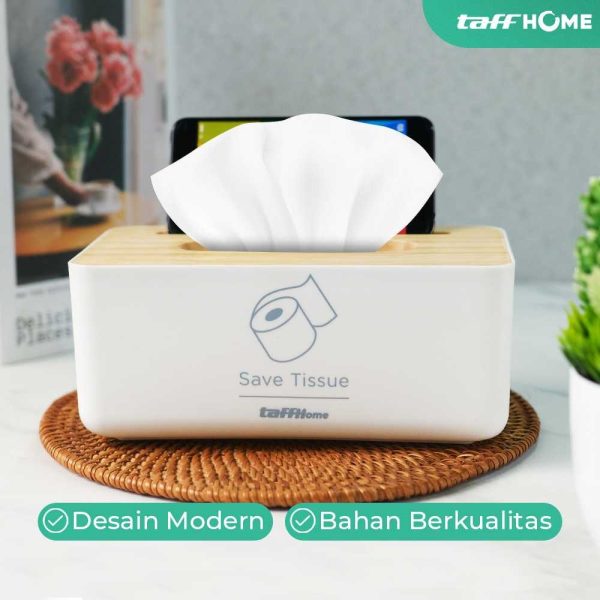 taffhome-kotak-tisu-kayu-smartphone-holder-and-tissue-box-zj005 (1) TaffHOME Kotak Tisu Kayu dengan Smartphone Holder Mobile and Tissue Box - ZJ005 - White