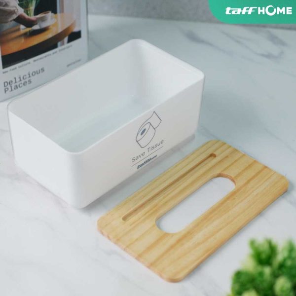 taffhome-kotak-tisu-kayu-smartphone-holder-and-tissue-box-zj005 (5) TaffHOME Kotak Tisu Kayu dengan Smartphone Holder Mobile and Tissue Box - ZJ005 - White