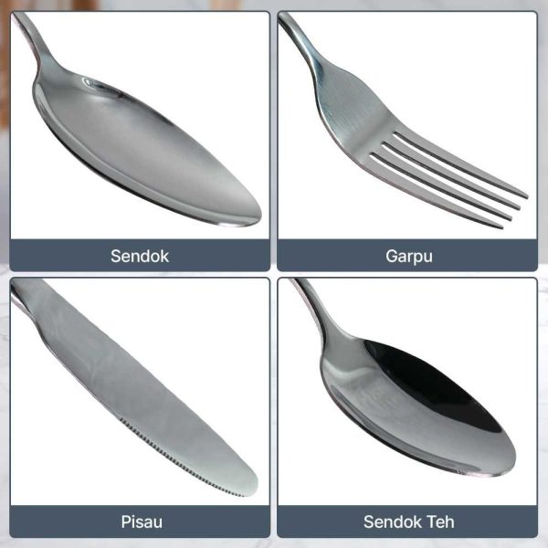 TaffHOME Set Alat Makan Perlengkapan Sendok Garpu Pisau Cutlery 24 PCS - UT421