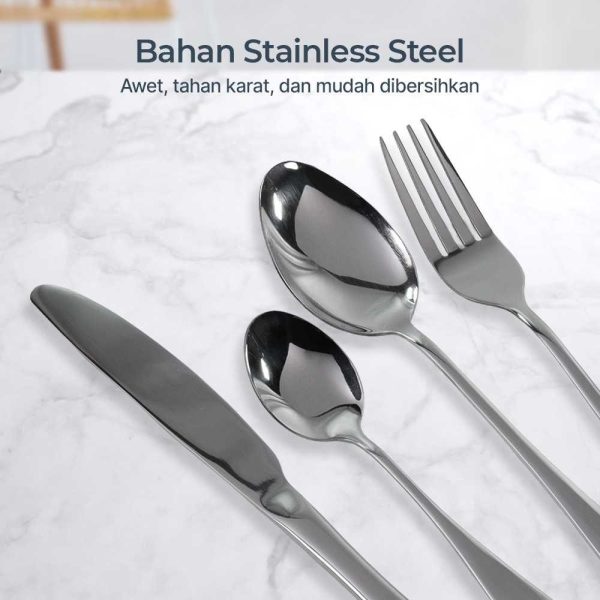 TaffHOME Set Alat Makan Perlengkapan Sendok Garpu Pisau Cutlery 24 PCS - UT421