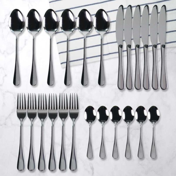 TaffHOME Set Alat Makan Perlengkapan Sendok Garpu Pisau Cutlery 24 PCS - UT421