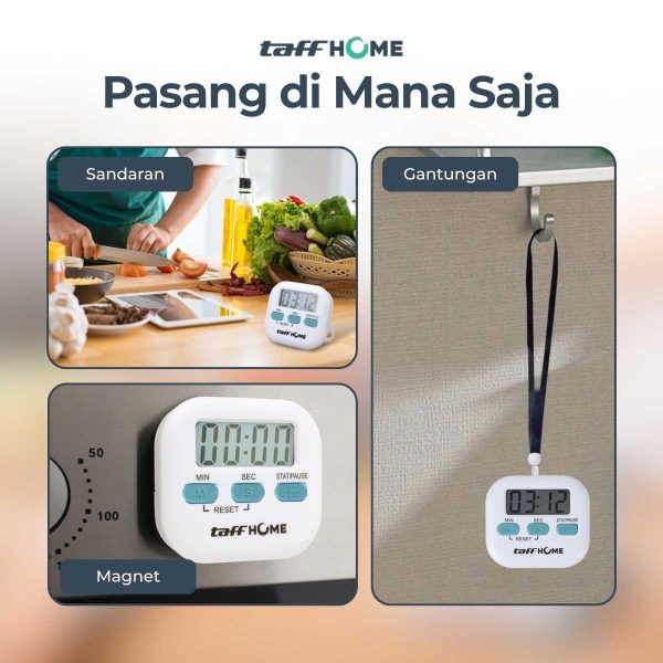 TaffHOME Timer Masak Dapur Magnetic Stopwatch Alarm Clock - JS-113