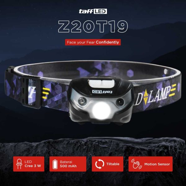 TaffLED Headlamp Flashlight Rechargeable USB + Motion Sensor - Z20T19