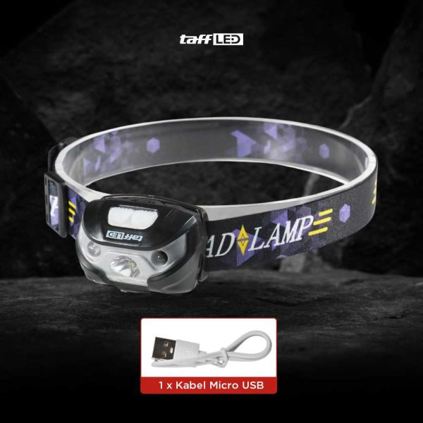 TaffLED Headlamp Flashlight Rechargeable USB + Motion Sensor - Z20T19
