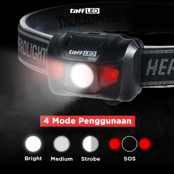 TaffLED Headlamp LED Multifunction Outdoor 3W - GD63
