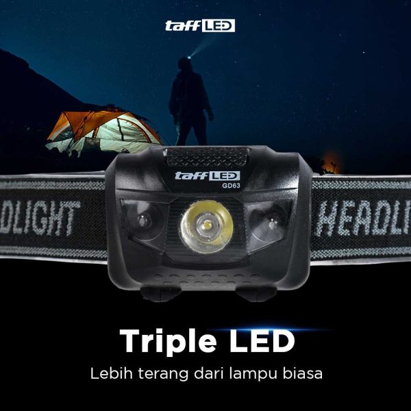 TaffLED Headlamp LED Multifunction Outdoor 3W - GD63