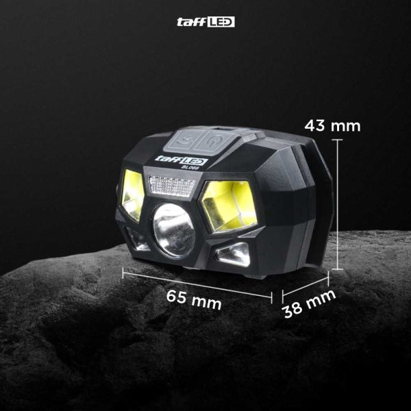 TaffLED Senter LED Kepala Headlamp Flashlight Rechargeable USB + Motion Sensor XPE+COB 10000 Lumens - BL066