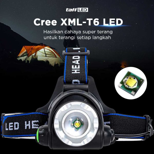 TaffLED High Power Headlamp 1 LED Cree XML-T6 - HD-LDT6