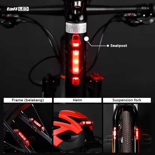 TaffLED Defensor Lampu Sepeda 5 LED Taillight Rechargeable - 410-28