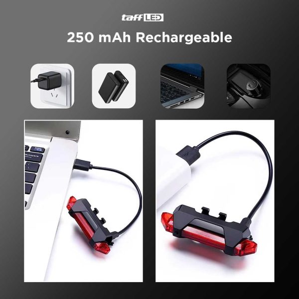 TaffLED Defensor Lampu Sepeda 5 LED Taillight Rechargeable - 410-28