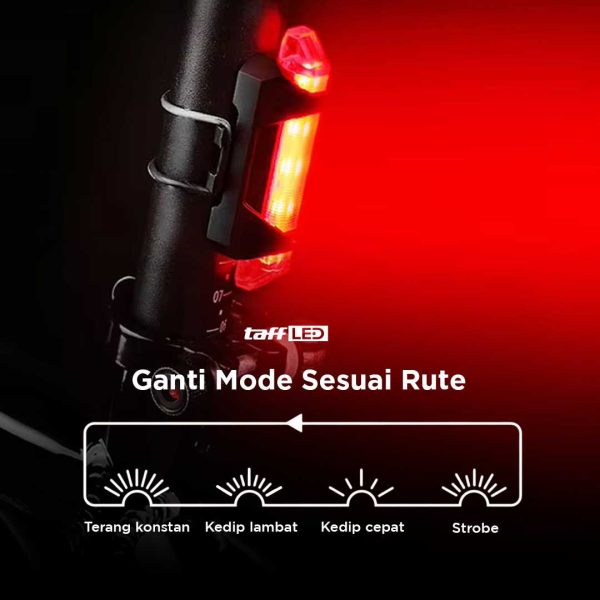 TaffLED Defensor Lampu Sepeda 5 LED Taillight Rechargeable - 410-28