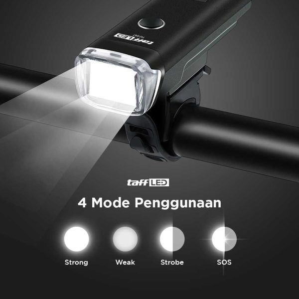 TaffLED Lampu Sepeda LED USB Rechargeable XPG 350 Lumens -HJ047 Black