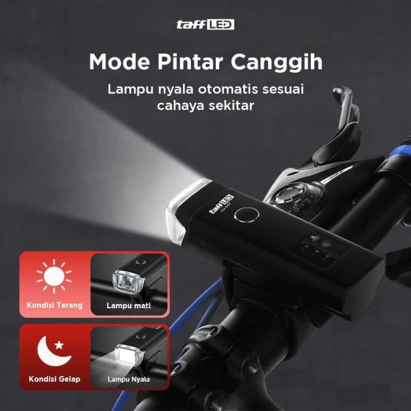 TaffLED Lampu Sepeda LED USB Rechargeable XPG 350 Lumens -HJ047 Black