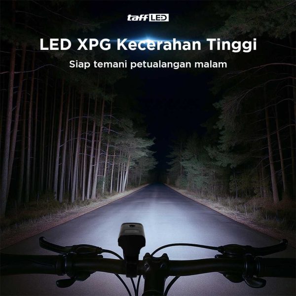 TaffLED Lampu Sepeda LED USB Rechargeable XPG 350 Lumens -HJ047 Black