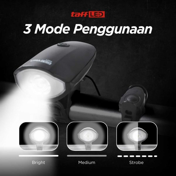 TaffLED Lampu Depan Sepeda Klakson LED CREE XPG 250 Lumens 1200 mAh - 7588