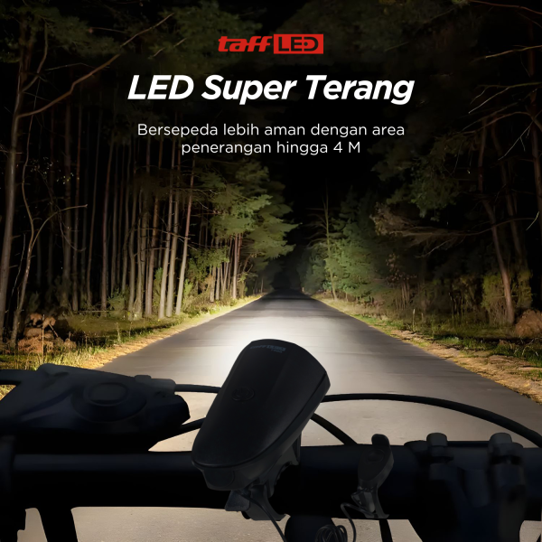 TaffLED Lampu Depan Sepeda Klakson LED CREE XPG 250 Lumens 1200 mAh - 7588