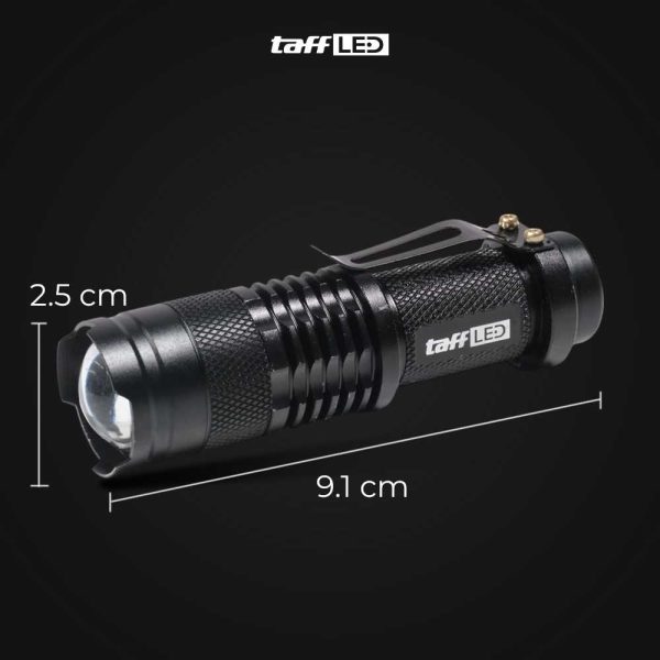 TaffLED Senter LED 2000 Lumens Waterproof + Charger + Box Pocketman P1