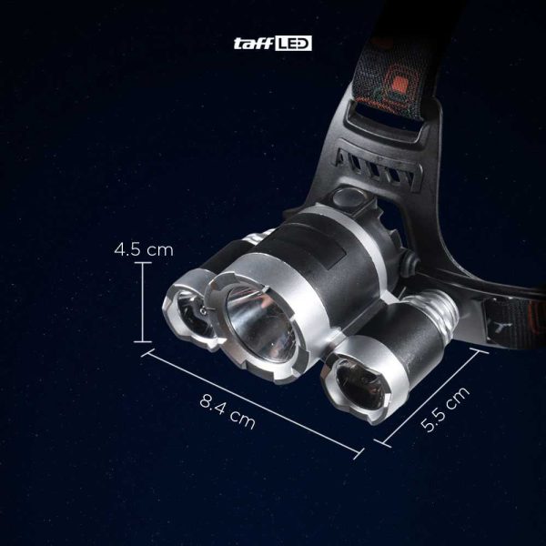TaffLED Power Headlamp 3 LED 5000 Lumens Cree XM-L - T6 HD-LD