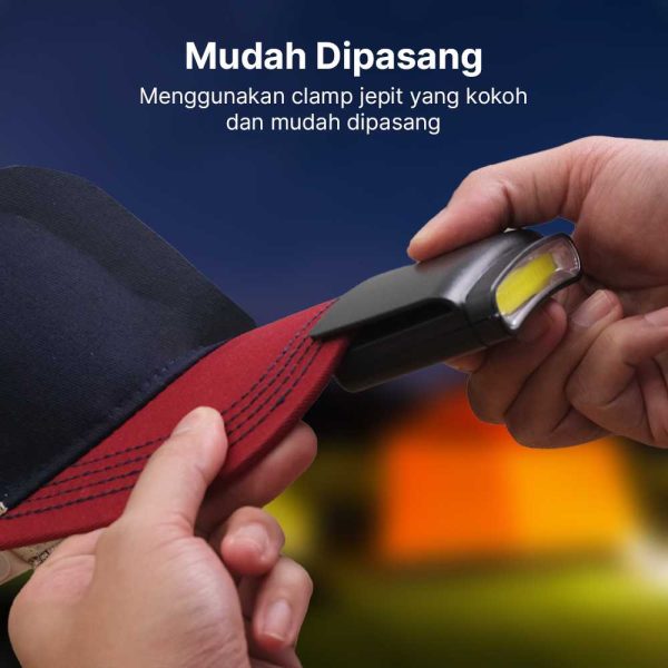 TaffLED Senter Clip-on Topi Headlamp Cap LED COB M1800