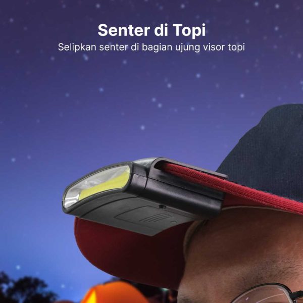 TaffLED Senter Clip-on Topi Headlamp Cap LED COB M1800