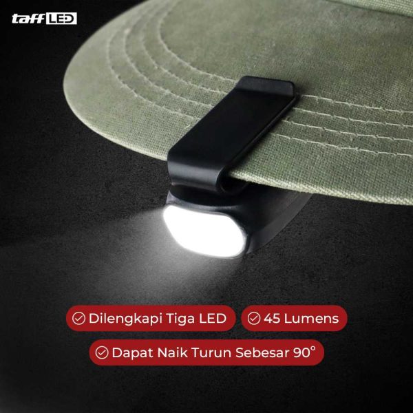 TaffLED Senter Clip Topi 90 Degree Rotatable 3 LED COB - 3325