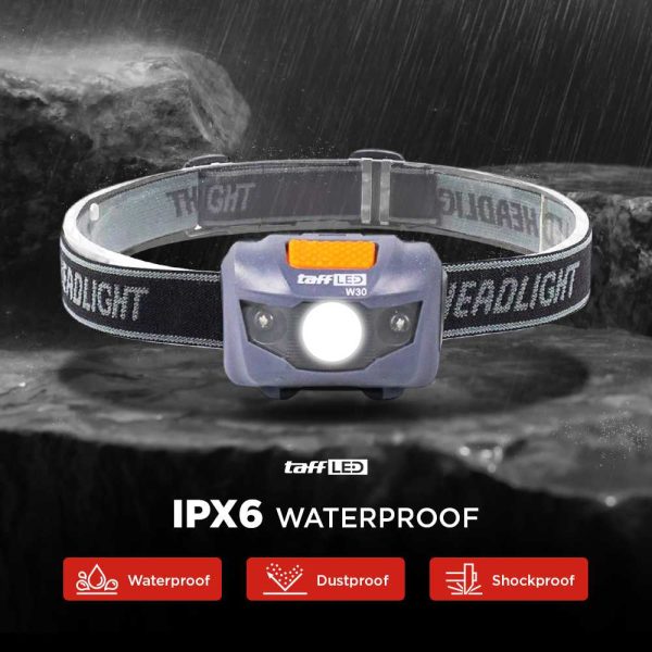 TaffLED Headlamp Flashlight Waterproof White and Red Light LED - W03
