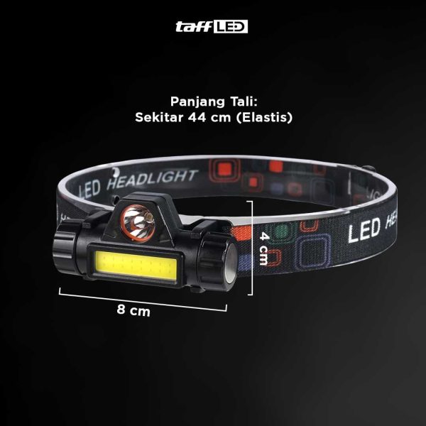 TaffLED Senter Kepala LED Headlight USB Rechargeable Q5 + COB - LE022