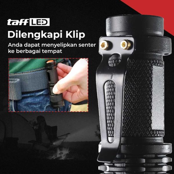TaffLED Senter LED 2000 Lumens Waterproof Pocketman P1