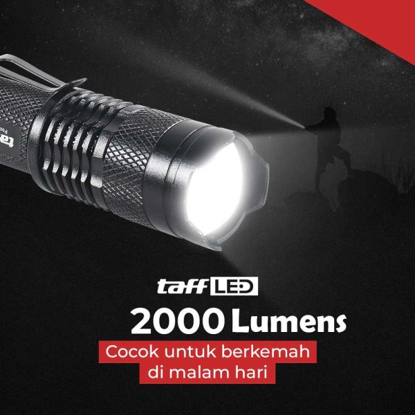 TaffLED Senter LED 2000 Lumens Waterproof Pocketman P1