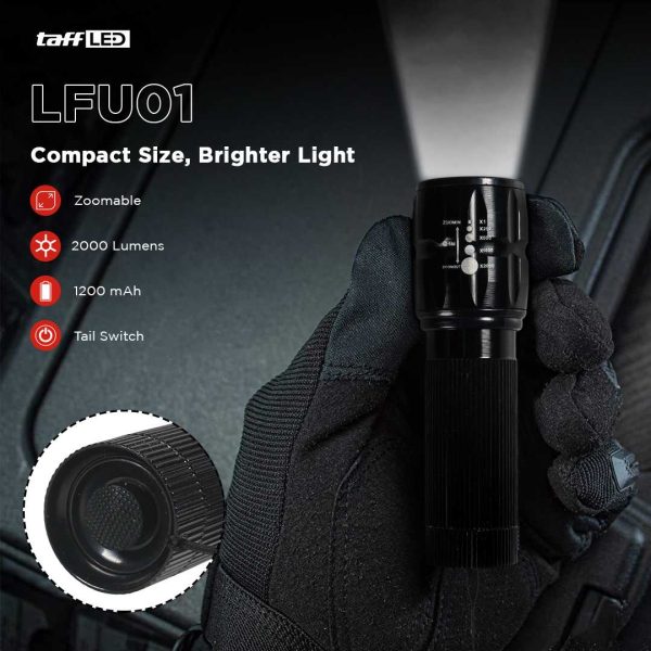 TaffLED Senter LED Flashlight Cree Q5 2000 Lumens - LF000U01