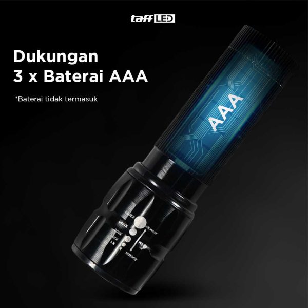 TaffLED Senter LED Flashlight Cree Q5 2000 Lumens - LF000U01
