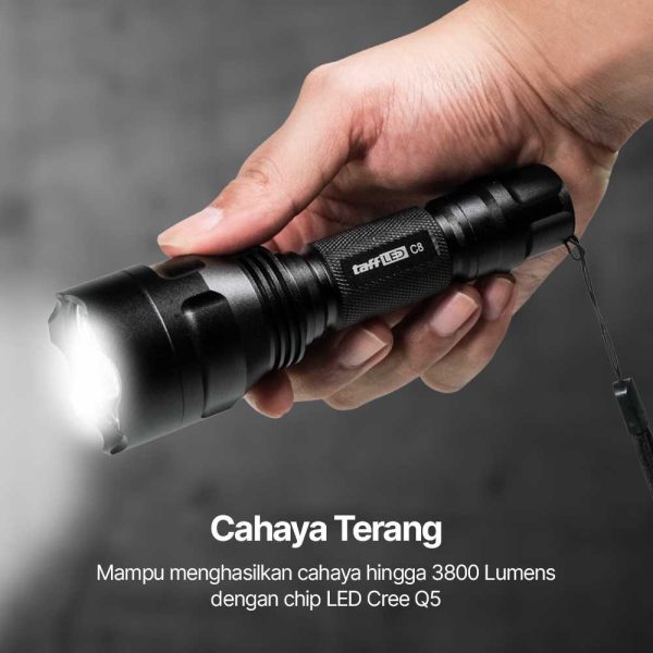 TaffLED Senter LED Flashlight Waterproof Cree Q5 3800 Lumens - C8