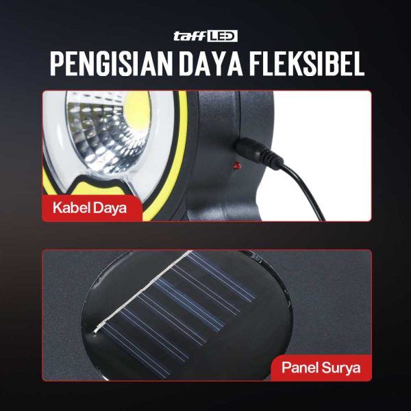 TaffLED Senter LED Lantera Camping COB Solar Panel Work Lights - ZJ-319-A