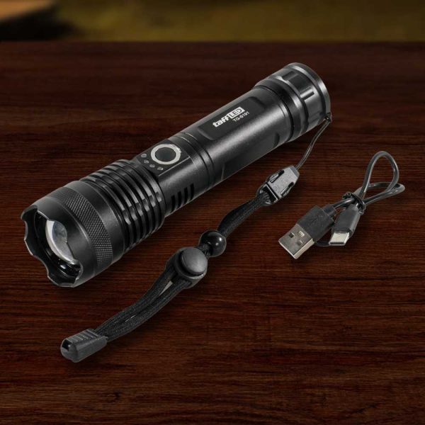 TaffLED Senter LED Long Range Zoom USB Rechargeable P50 -TG-S191-Black