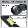 TaffLED Albinaly Senter LED USB Rechargeable Q5 + COB 2300 Lumens - 1517