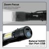 TaffLED Albinaly Senter LED USB Rechargeable Q5 + COB 2300 Lumens - 1517