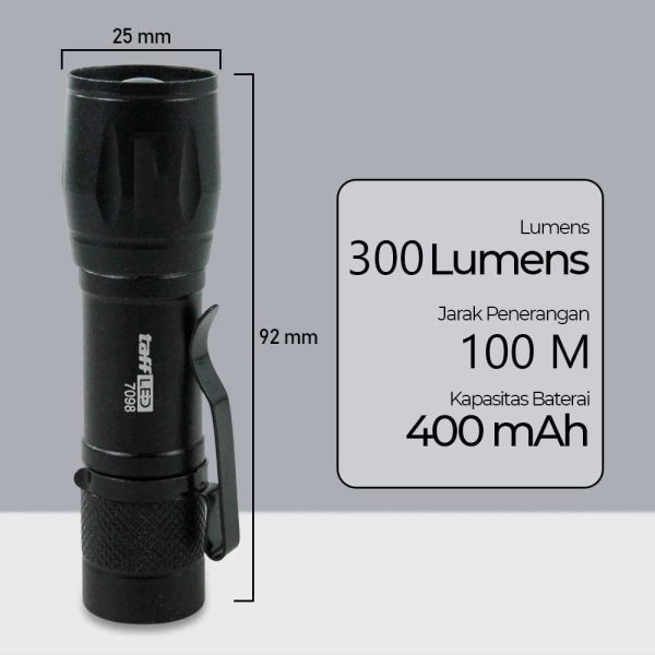 taffled-senter-led-mini-rechargeable-q5-dan-cob-300-lumens-7098 (5) TaffLED Senter LED Mini Battery Rechargeable Q5 + COB 300 Lumens