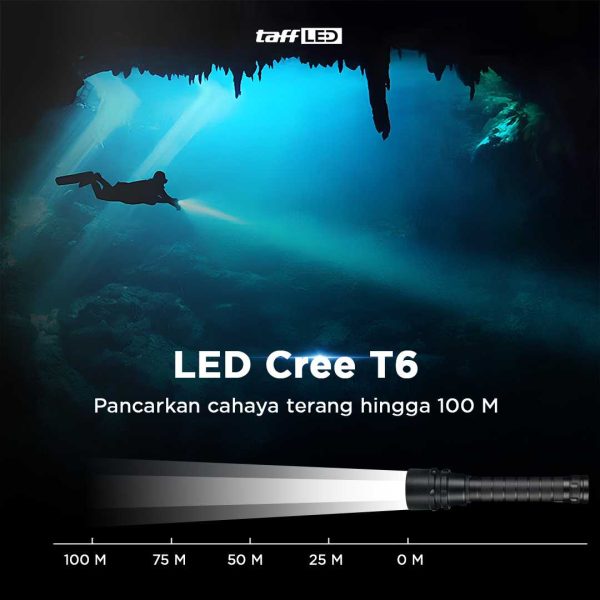 TaffLED Senter LED Scuba Dive Waterproof 200M T6 - TG-S151