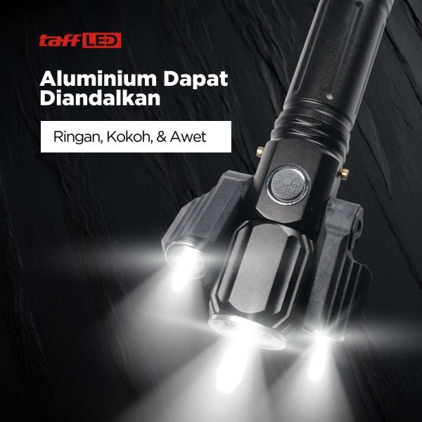TaffLED Senter LED Telescopic Zoom Cree XM-L T6 + 2 x XPE 15000 Lumens - KS-737