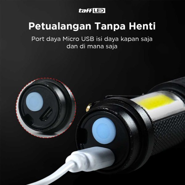 TaffLED Senter LED 3800 Lumens Waaterproof Zoomable Pocketman P1 COB