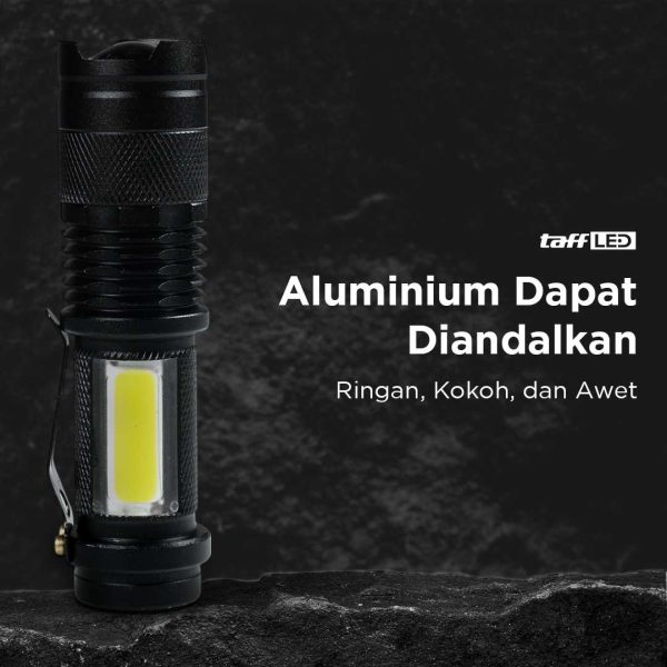 TaffLED Senter LED 3800 Lumens Waaterproof Zoomable Pocketman P1 COB