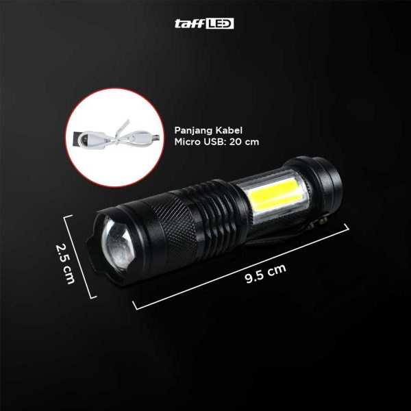 TaffLED Senter LED 3800 Lumens Waaterproof Zoomable Pocketman P1 COB
