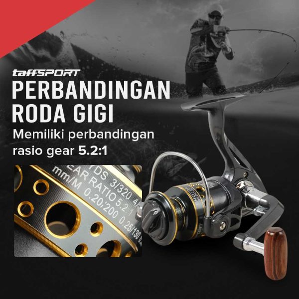 TaffSPORT Reel Pancing Spinning Fishing 5.2:1 BB 13 - BK2000
