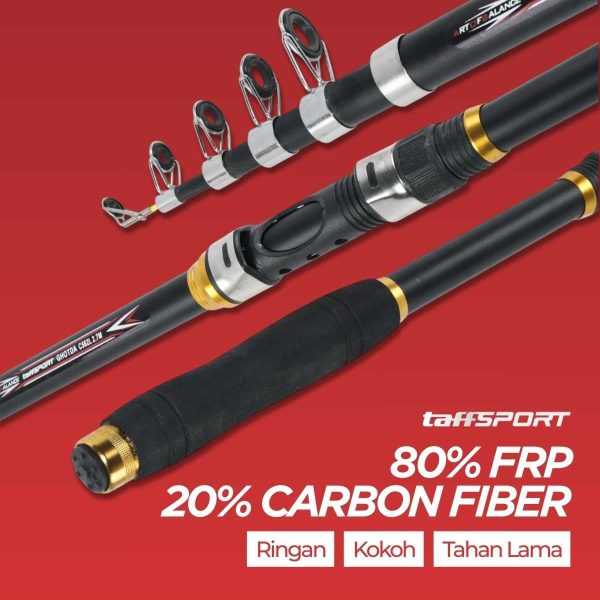 TaffSPORT Joran Pancing Antena Portable Telescopic Fishing Rod Pole Carbon Fiber 2.7M - C562L - Black